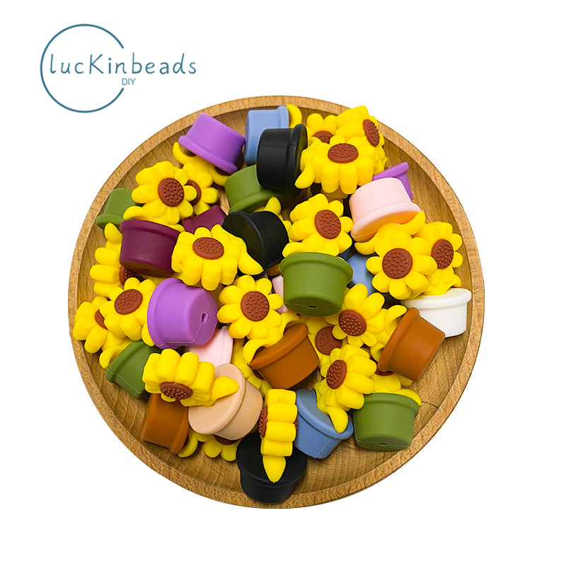 Sunflower Flower Pot Focal Beads