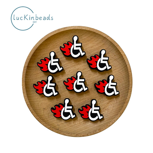 Wheelchair With Flames Focal beads