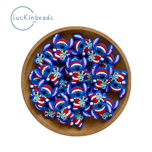 Christmas Blue Stitc Focal Beads